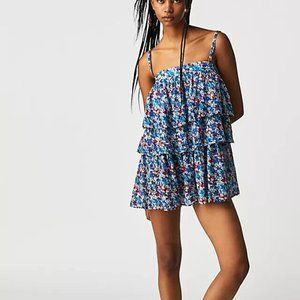 Free People FP One Talia Tunic Floral Printed Tiered Sleeveless Top XS